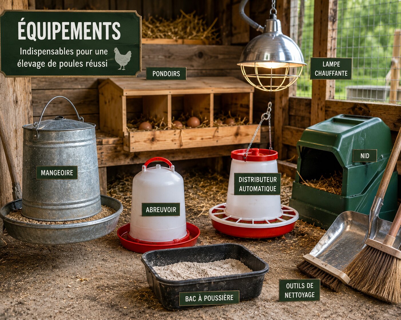 Équipement pour élevage de poules