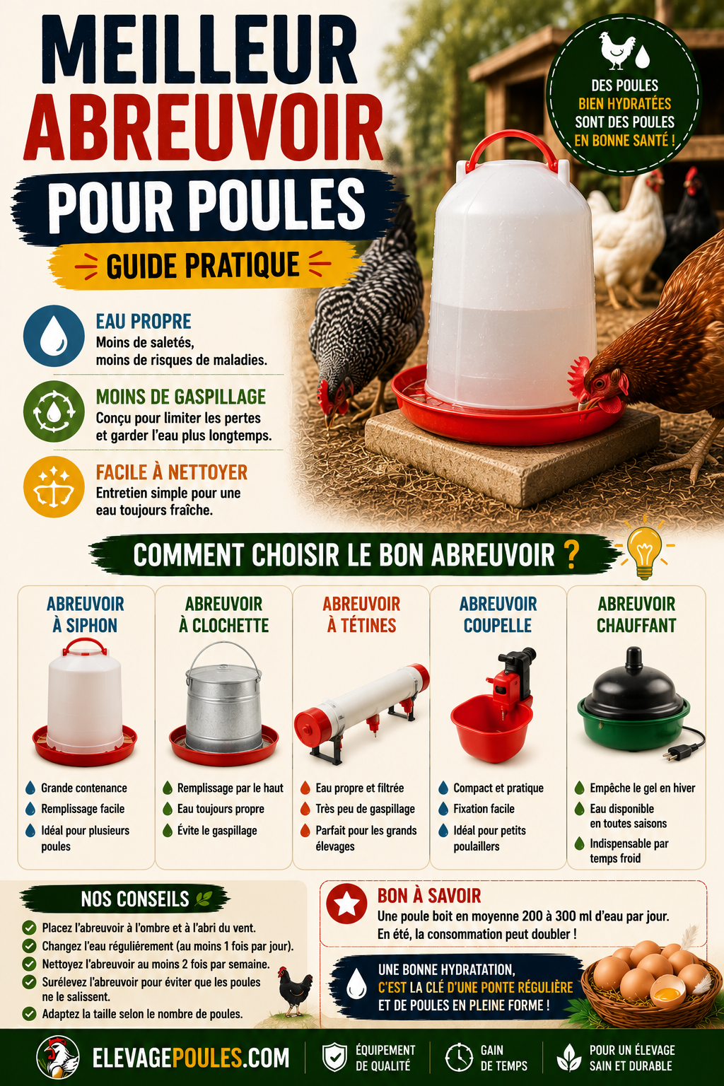 Meilleur abreuvoir pour poules : guide pratique