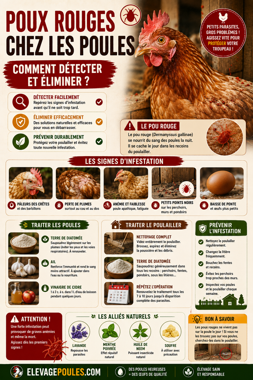 Poux rouges chez les poules : comment les détecter et les éliminer ?