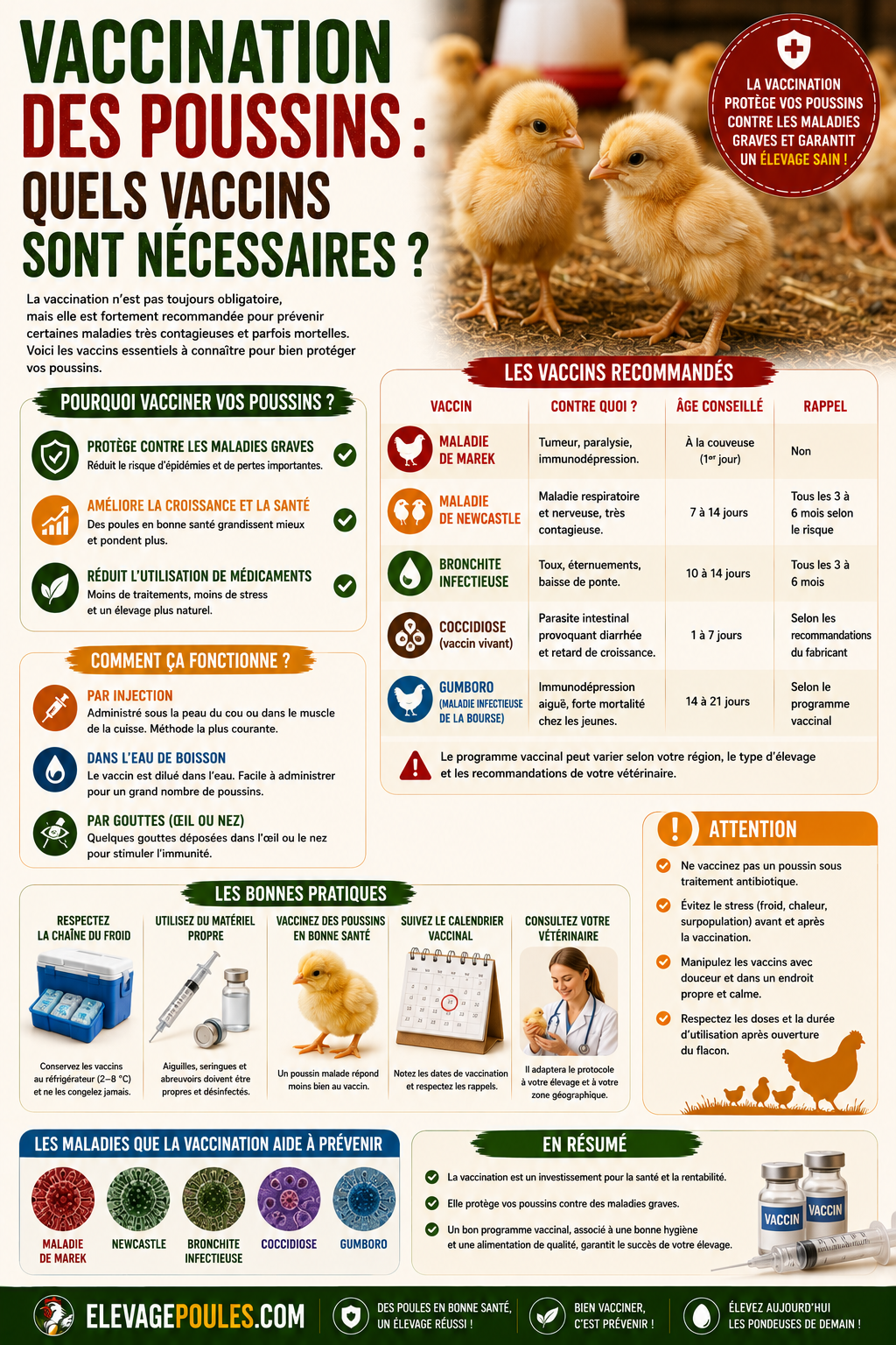 Vaccination des poussins : quels vaccins sont nécessaires ?